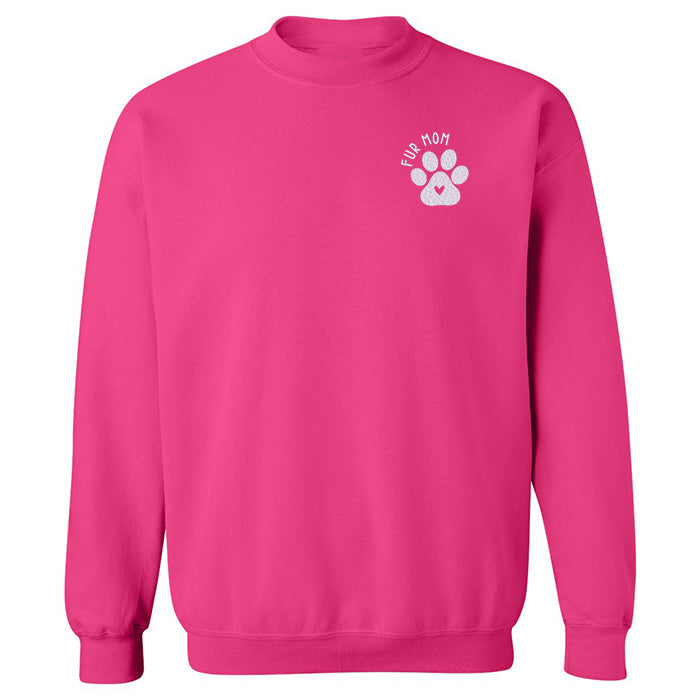 crewneck rose broderie blanche fur mom avec patte de chien