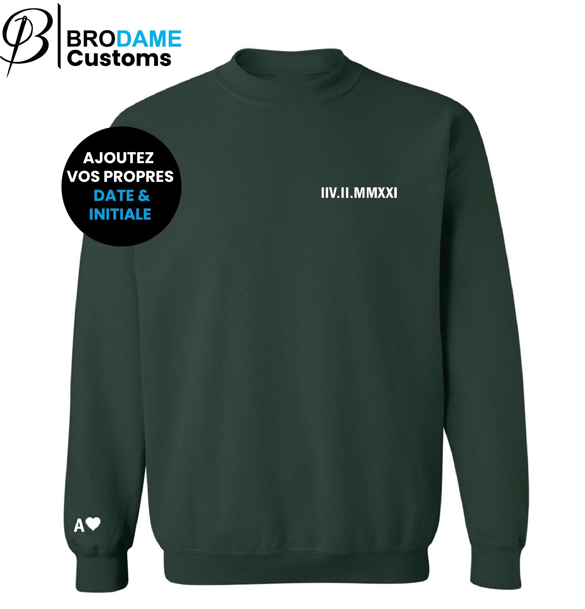 crewneck Dark Slate Gray Crewneck personnalisé date + initiale