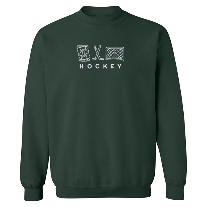 crewneck vert foret hockey brodé