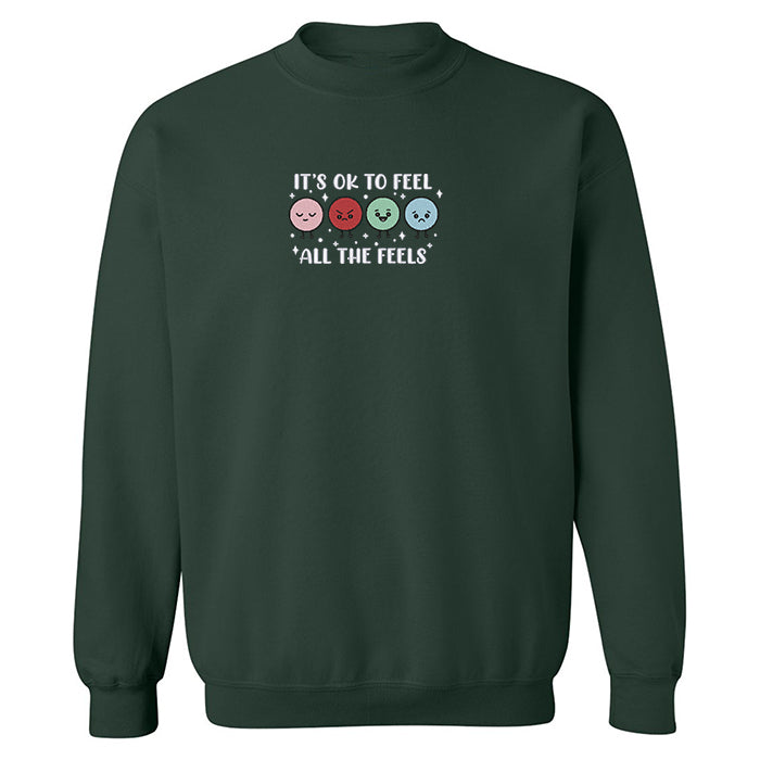 crewneck vert forêt broderie emotions feel all the feels