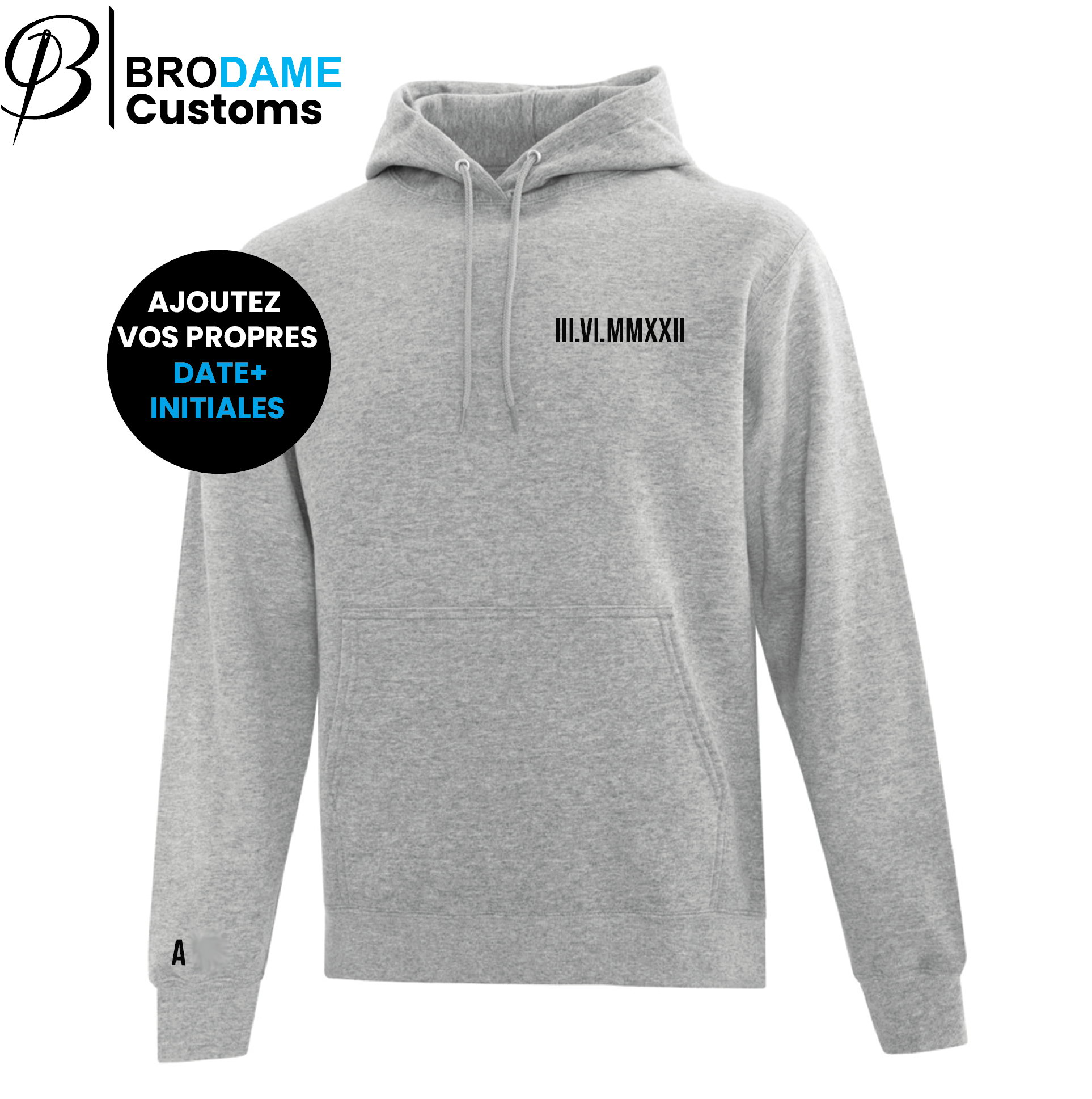 Hoodie Dark Gray Hoodie personnalisé date+initiale