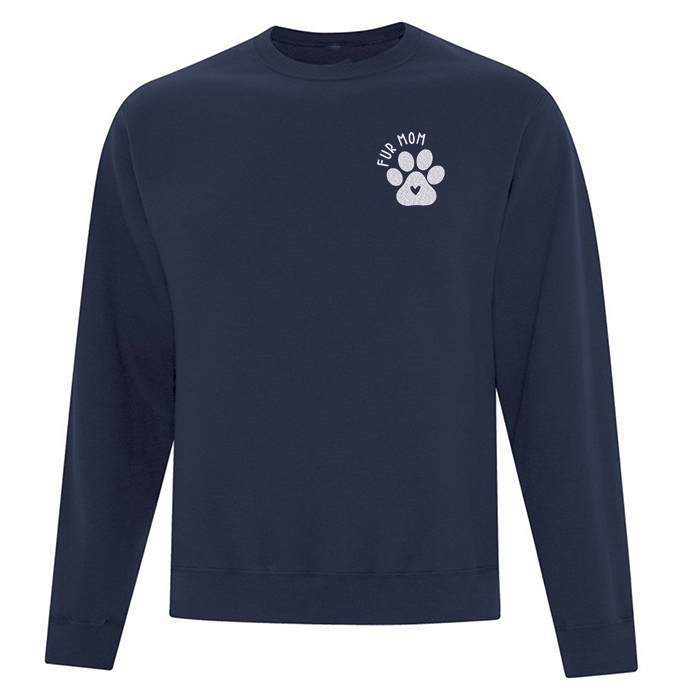 crewneck bleu marin broderie blanche fur mom avec patte de chien