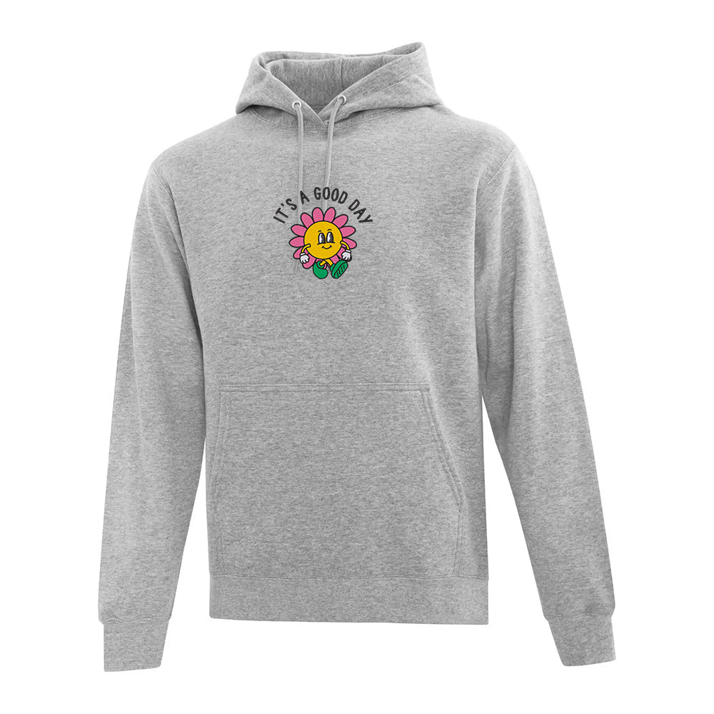 hoodie gris pâle good day fleur animée brodée