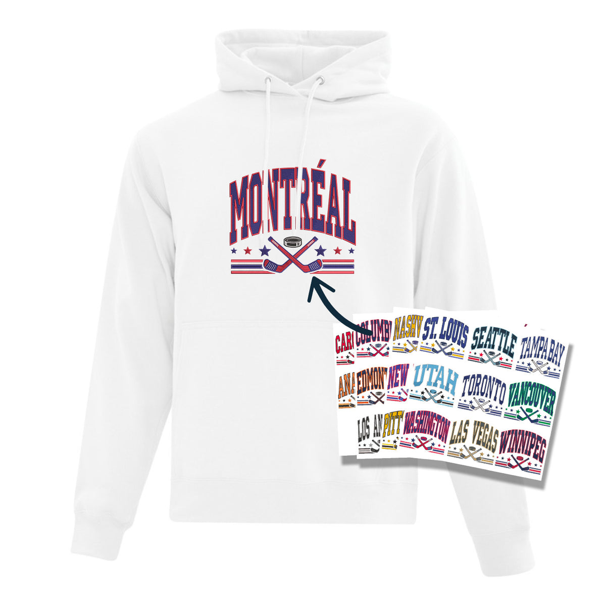 Hoodie personnalisé Ville Hockey brodé