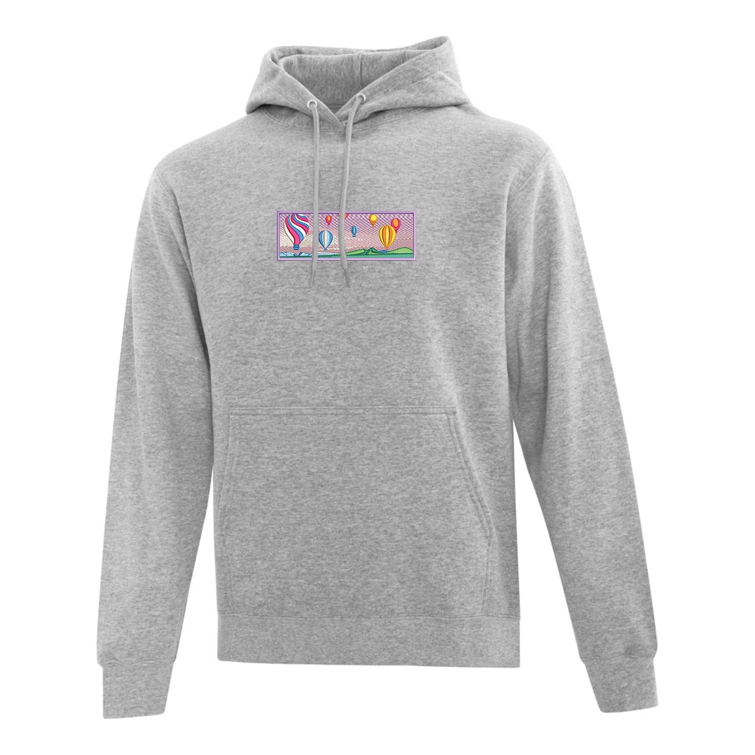 hoodie gris pâle à capuchon avec broderie de montgolfières