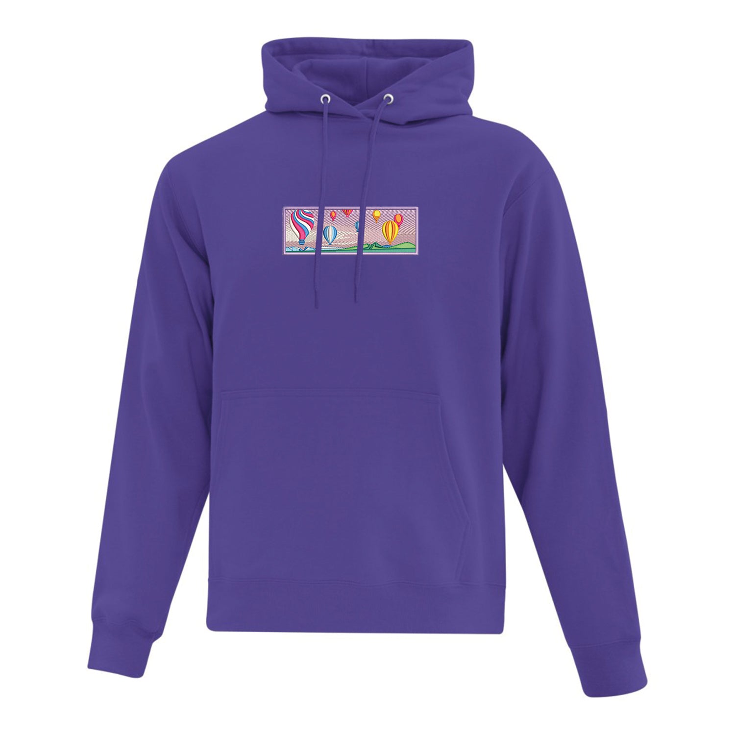 hoodie mauve à capuchon avec broderie de montgolfières