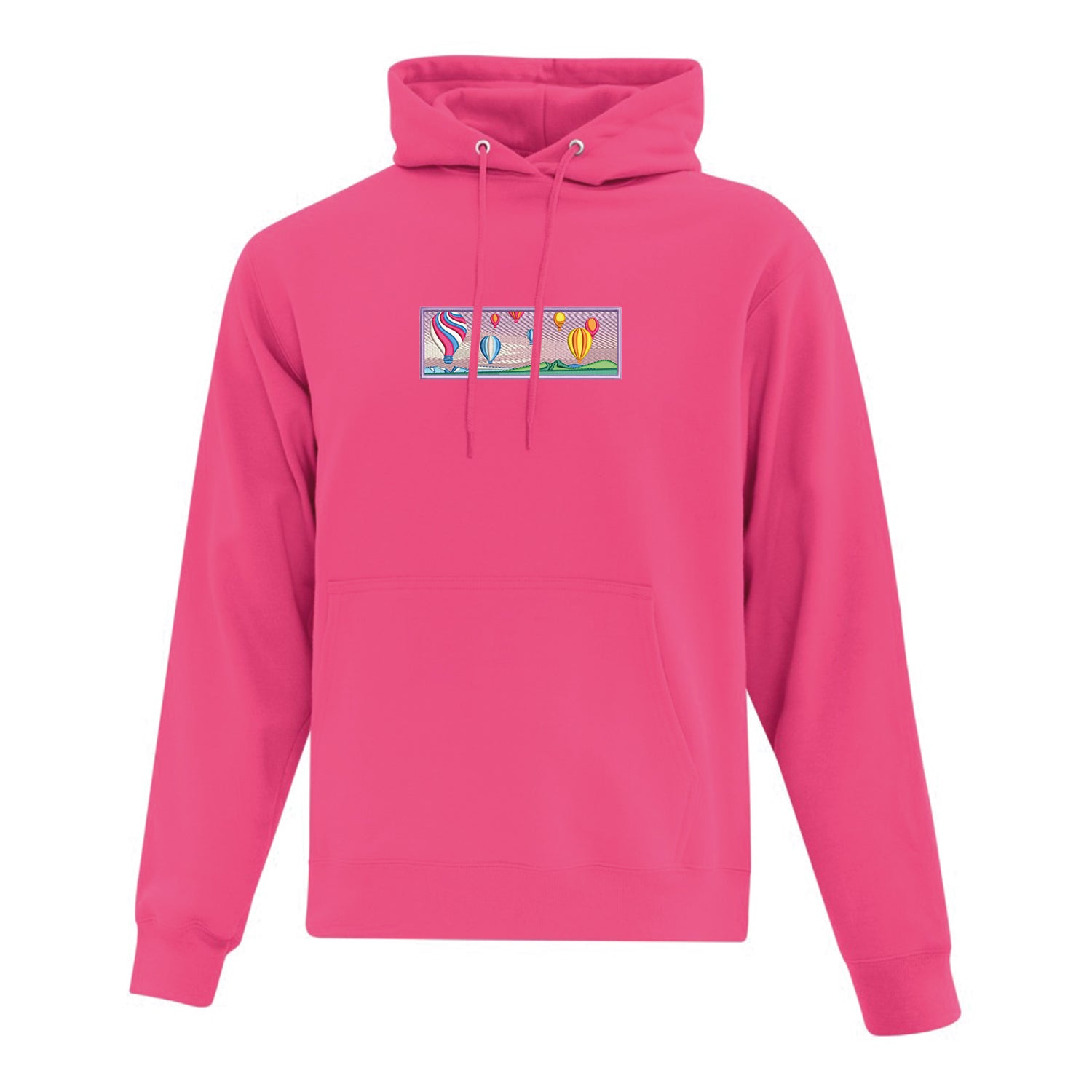 hoodie rose à capuchon avec broderie de montgolfières dans les tons de mauves