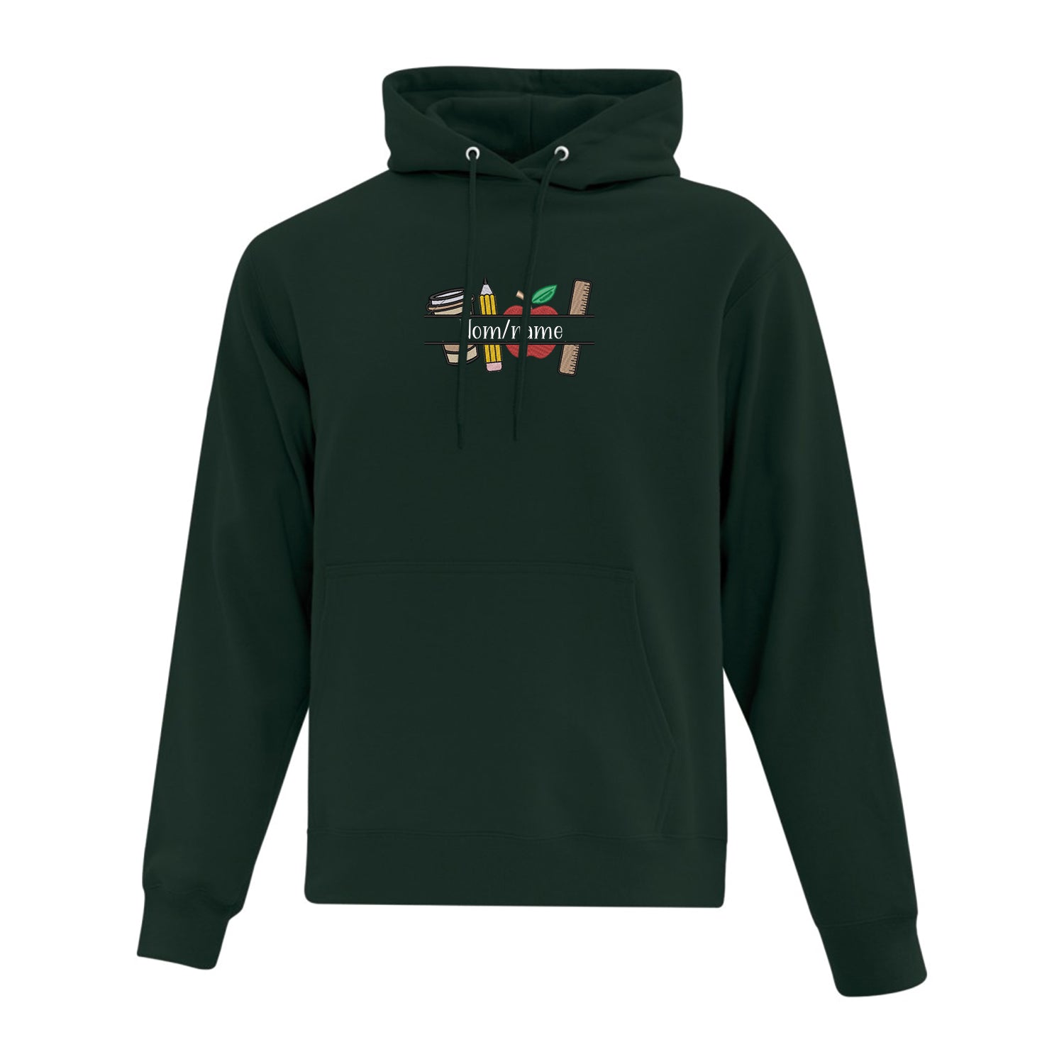 coton ouatĂ© Ă capuchon vert forĂȘt personnalisable nom professeur