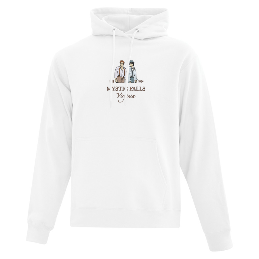 hoodie blanc broderie mystic falls vampire diaries inspiré salvatore frères