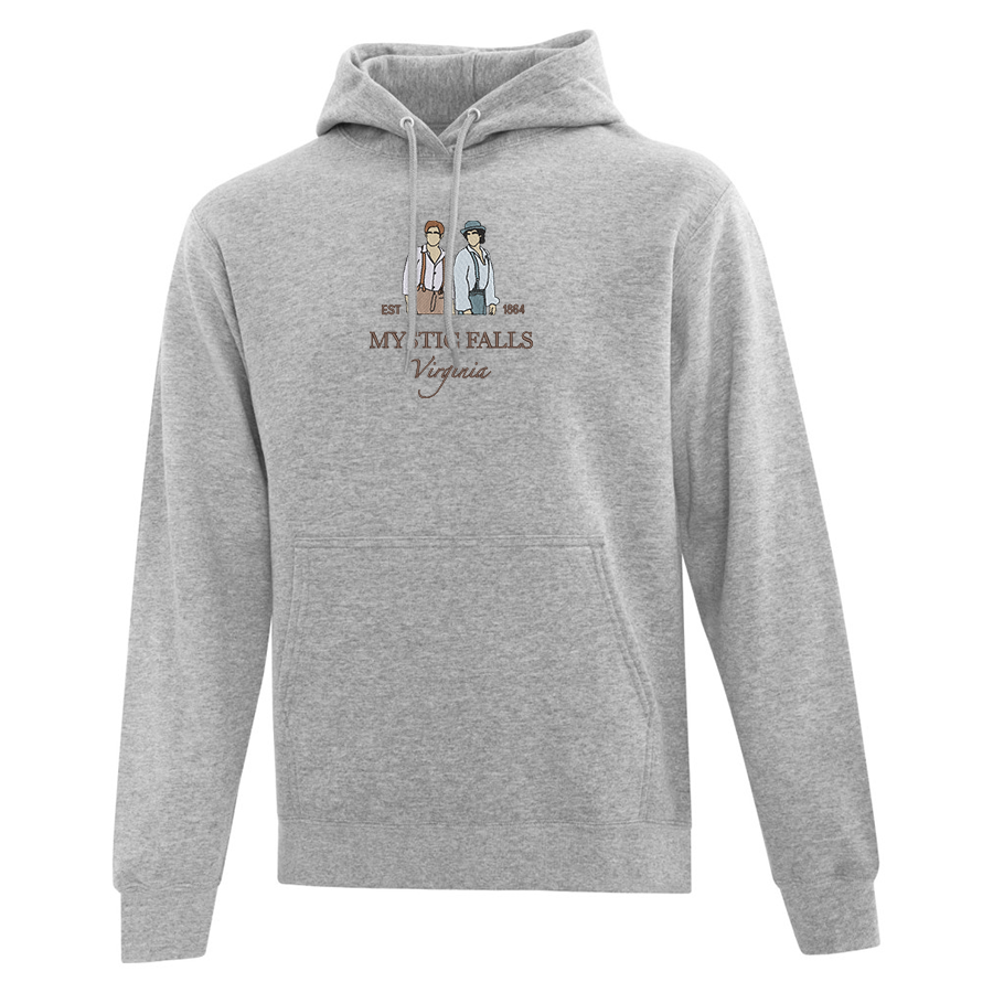 hoodie gris pâle broderie mystic falls vampire diaries inspiré salvatore frères