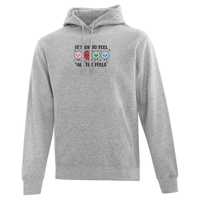 hoodie gris pâle feel all the feels emotions sentiments brodés emoticones