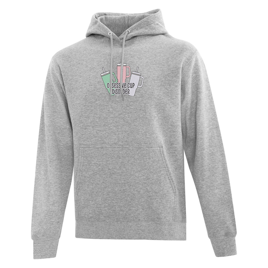 hoodie gris pâle avec une broderie collectionneur de tasses stanley bouteilles isothermes
