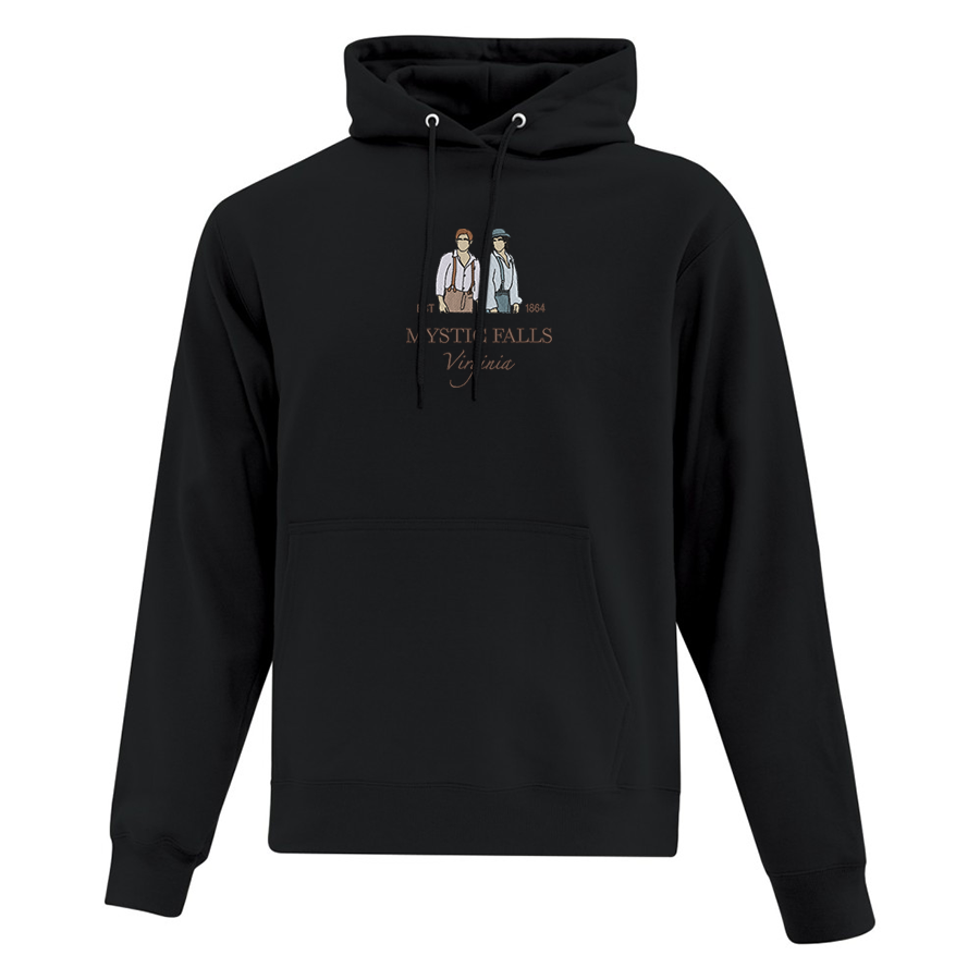 hoodie noir broderie mystic falls vampire diaries inspiré salvatore frères