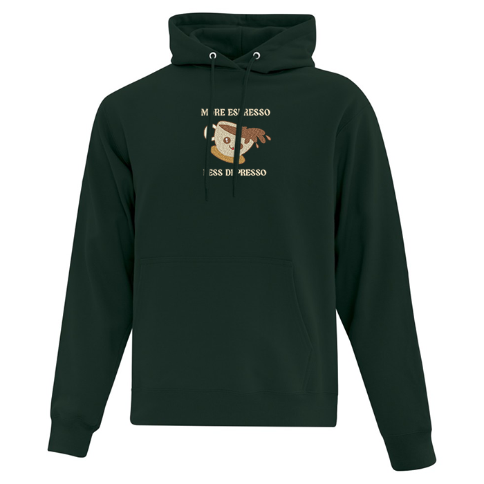 hoodie vert foret more espresso less depresso santé mentale café coffee