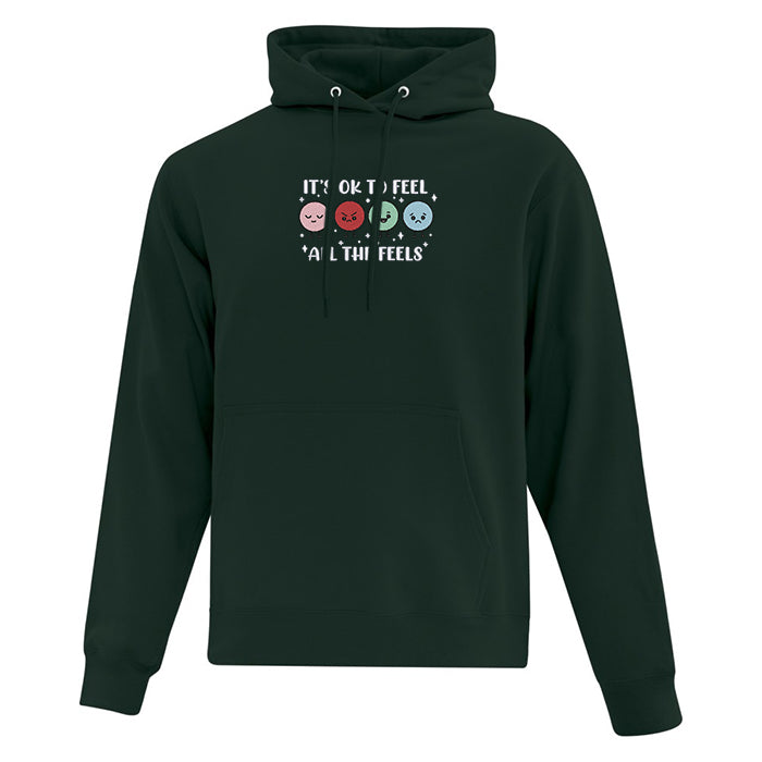 hoodie vert foret feel all the feels emotions sentiments brodés emoticones