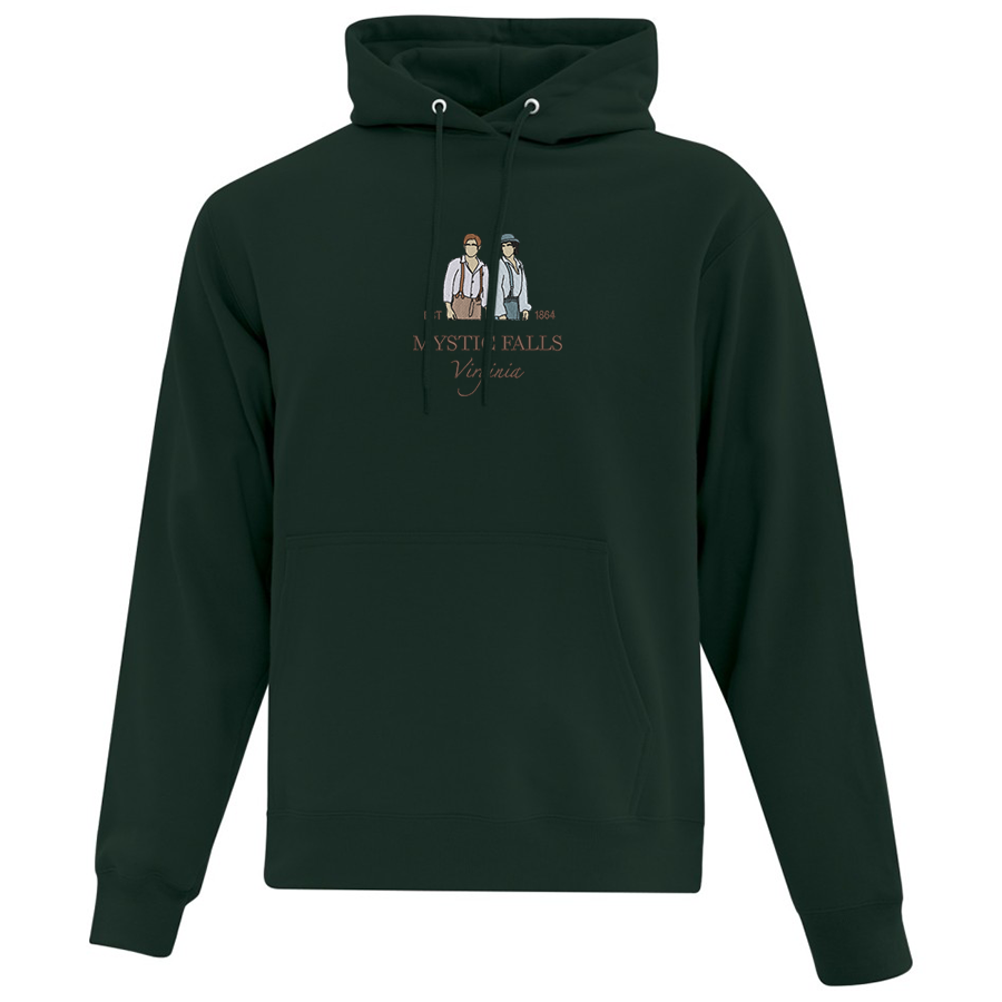 hoodie vert foret broderie mystic falls vampire diaries inspiré salvatore frères