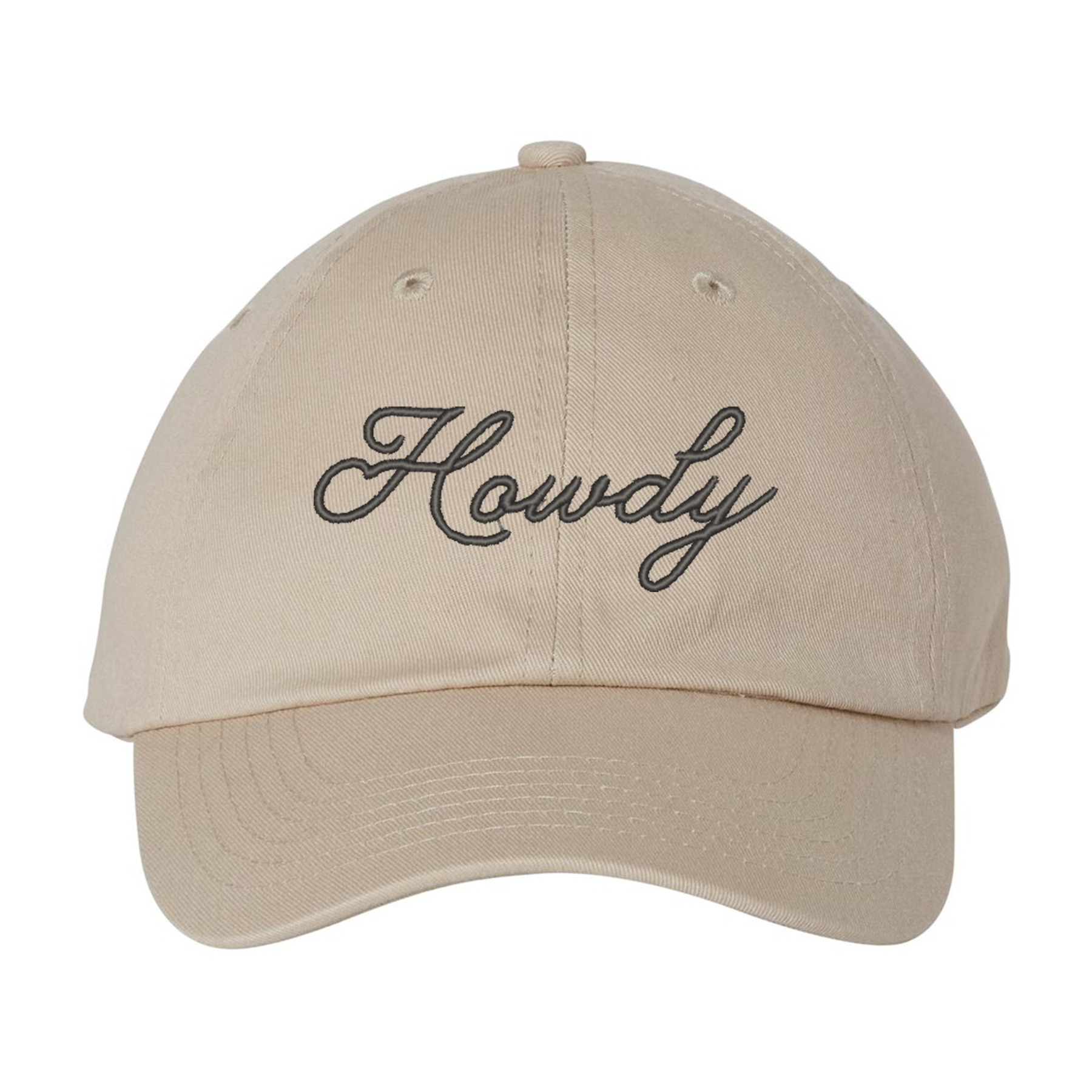 casquette beige brodée howdy en noir en lettres attachées
