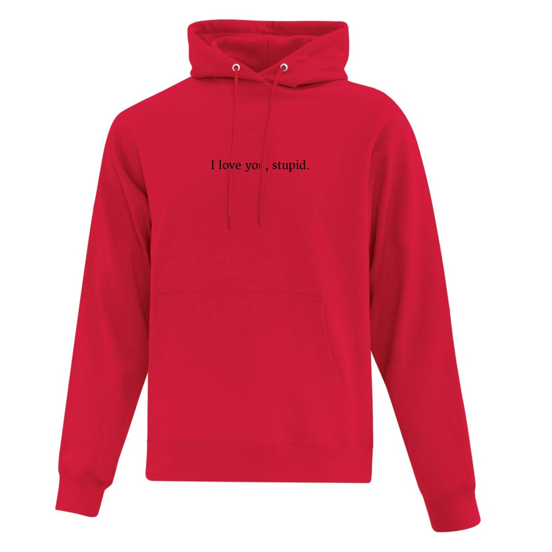 hoodie rouge i love you stupid humoristique couple amis
