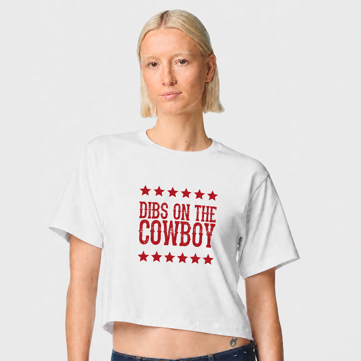 T-shirt écourté "Dibs on the cowboy" imprimé
