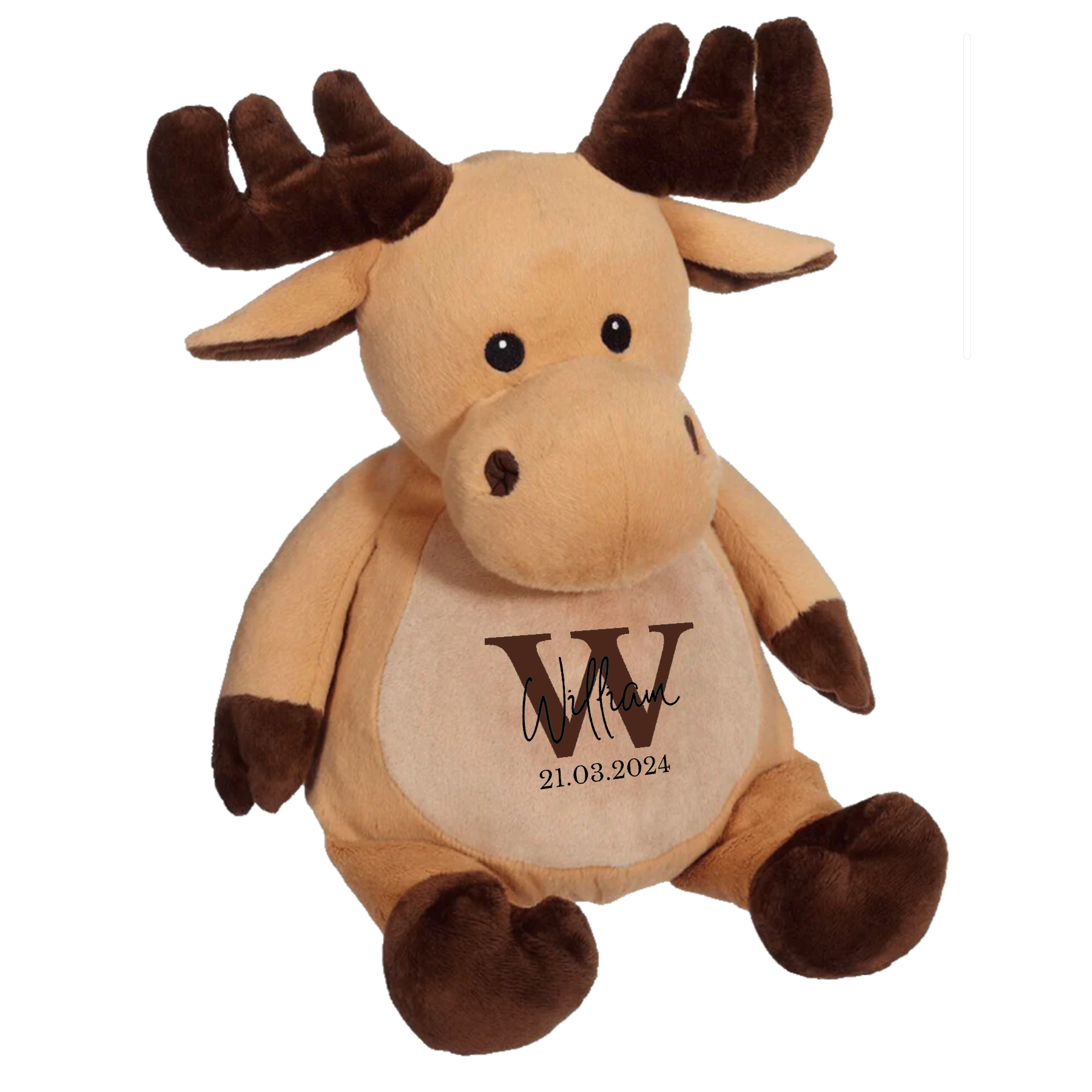 Personalized plush toy with embroidered first name
