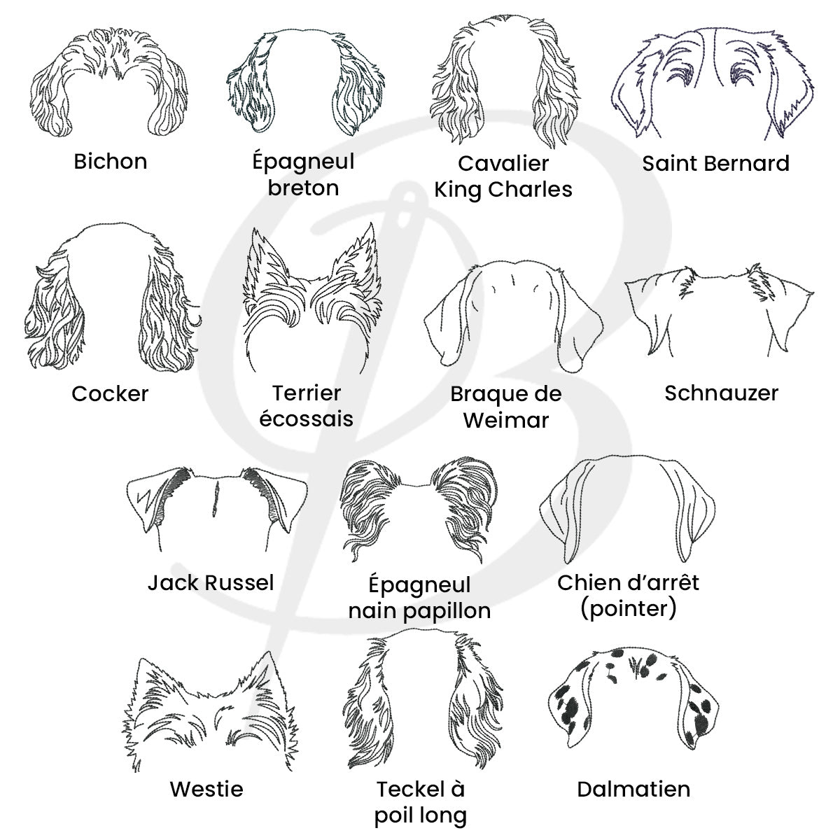 liste de races de chien avec apercu de broderie d'oreilles partie 3