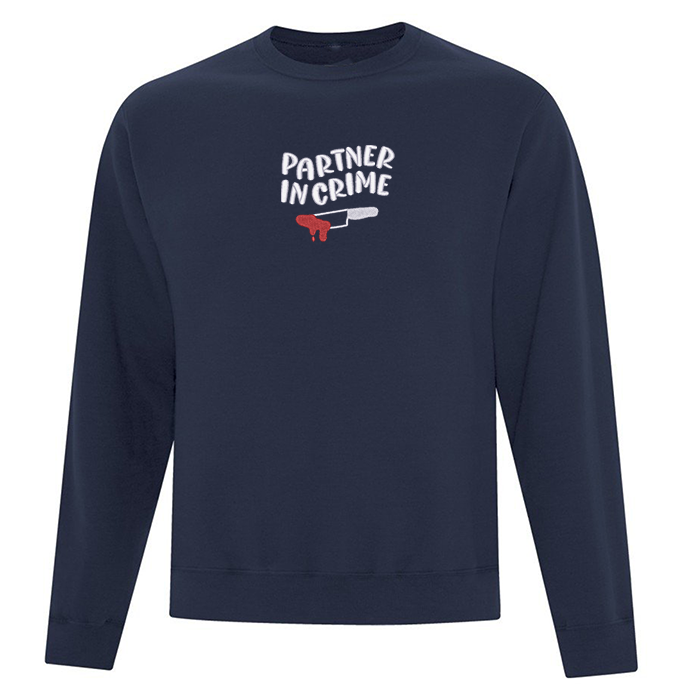 crewneck bleu marin partner in crime brodé matching set