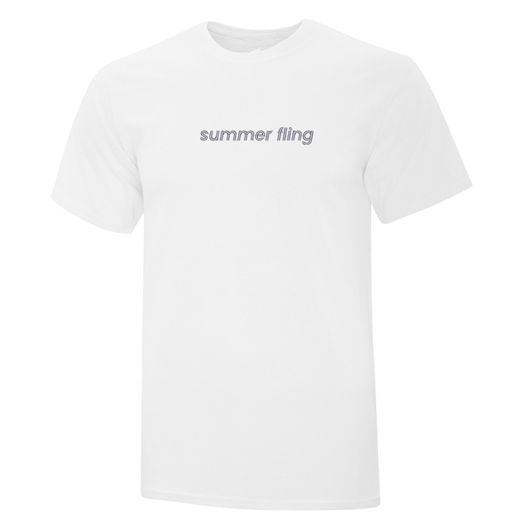 t-shirt blanc summer fling brodé en bleu acier