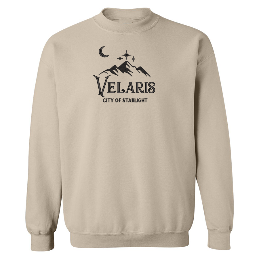 crewneck velaris city of starlight beige brodé en noir