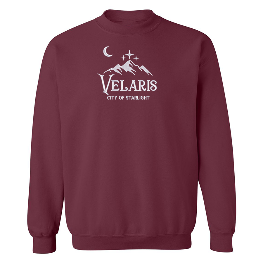 crewneck velaris city of starlight bourgogne brodé en blanc