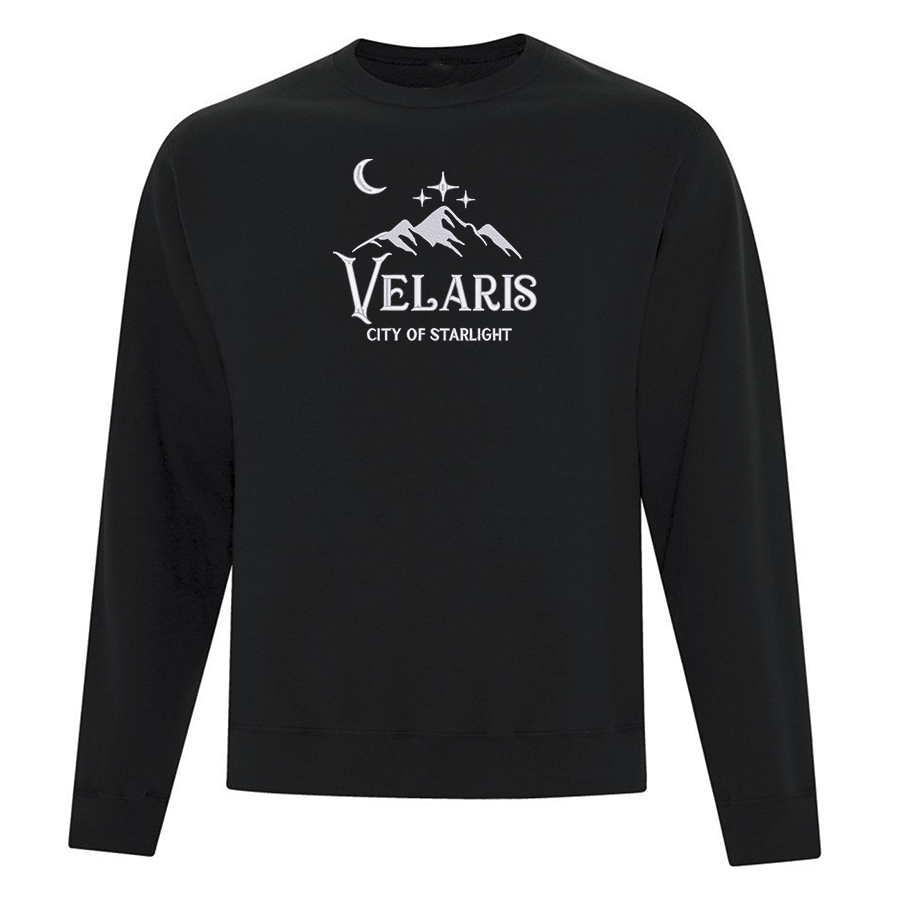 crewneck velaris city of starlight noir brodé en blanc