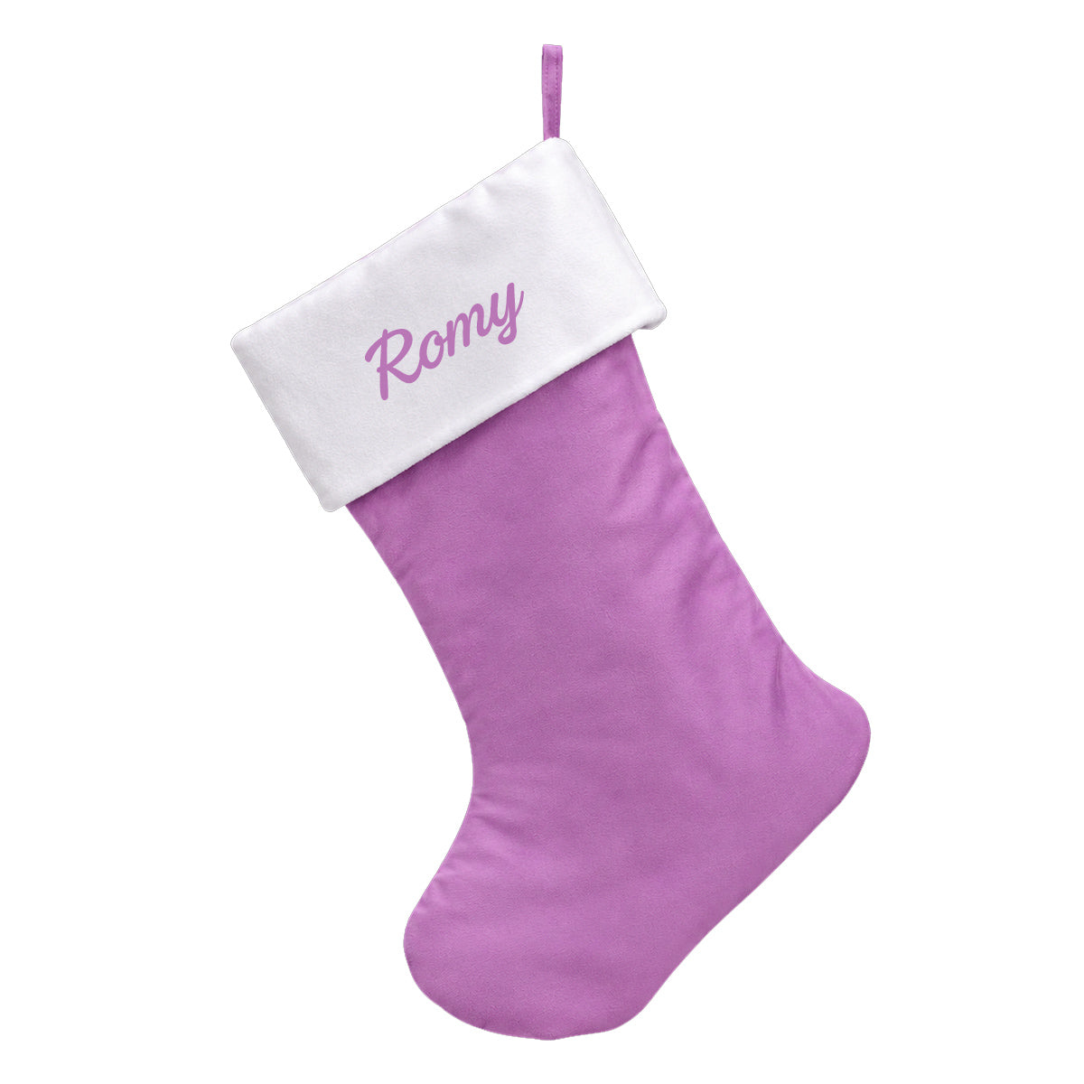 bas de noel personnalisable mauve avec prénom