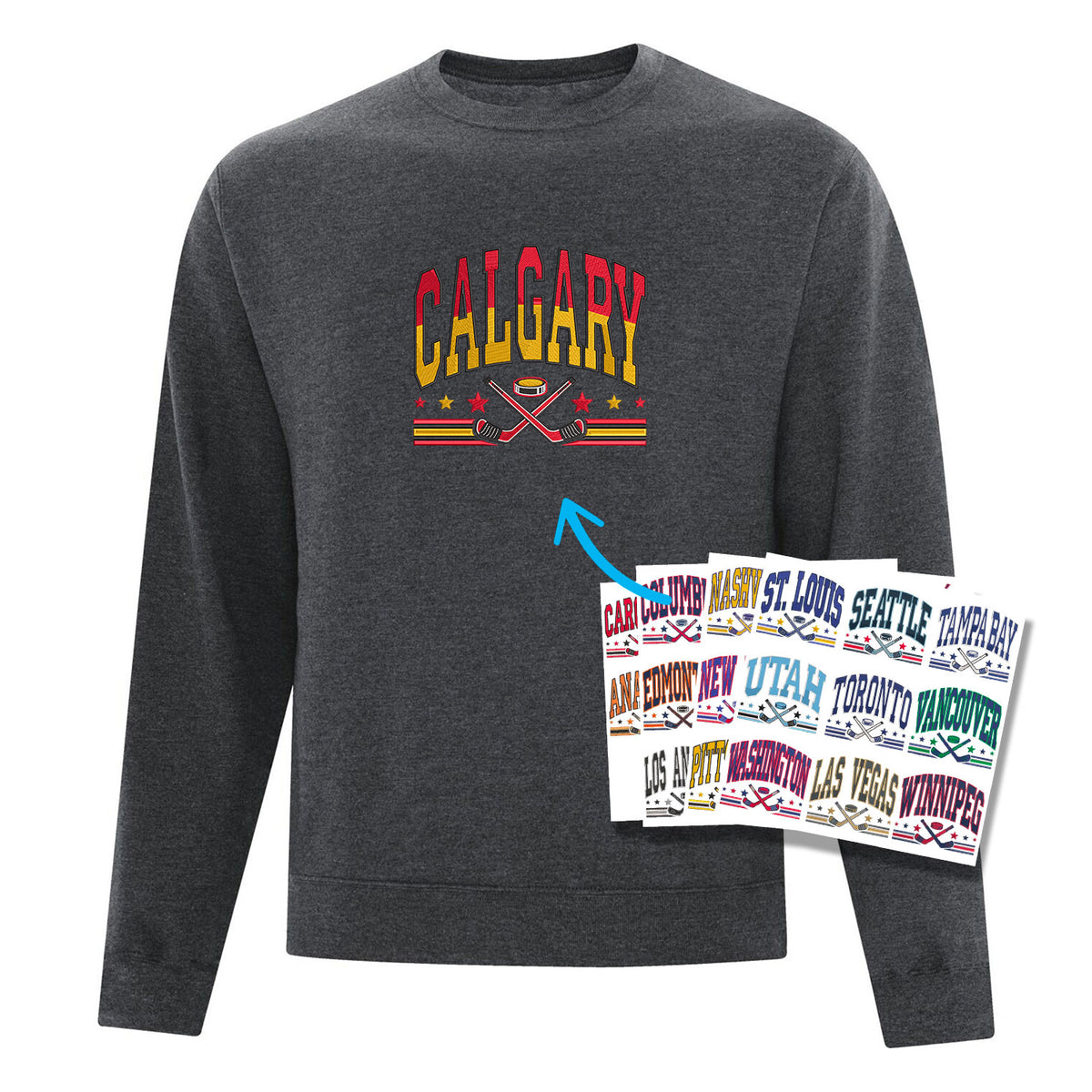 Crewneck personnalisé Ville Hockey brodé