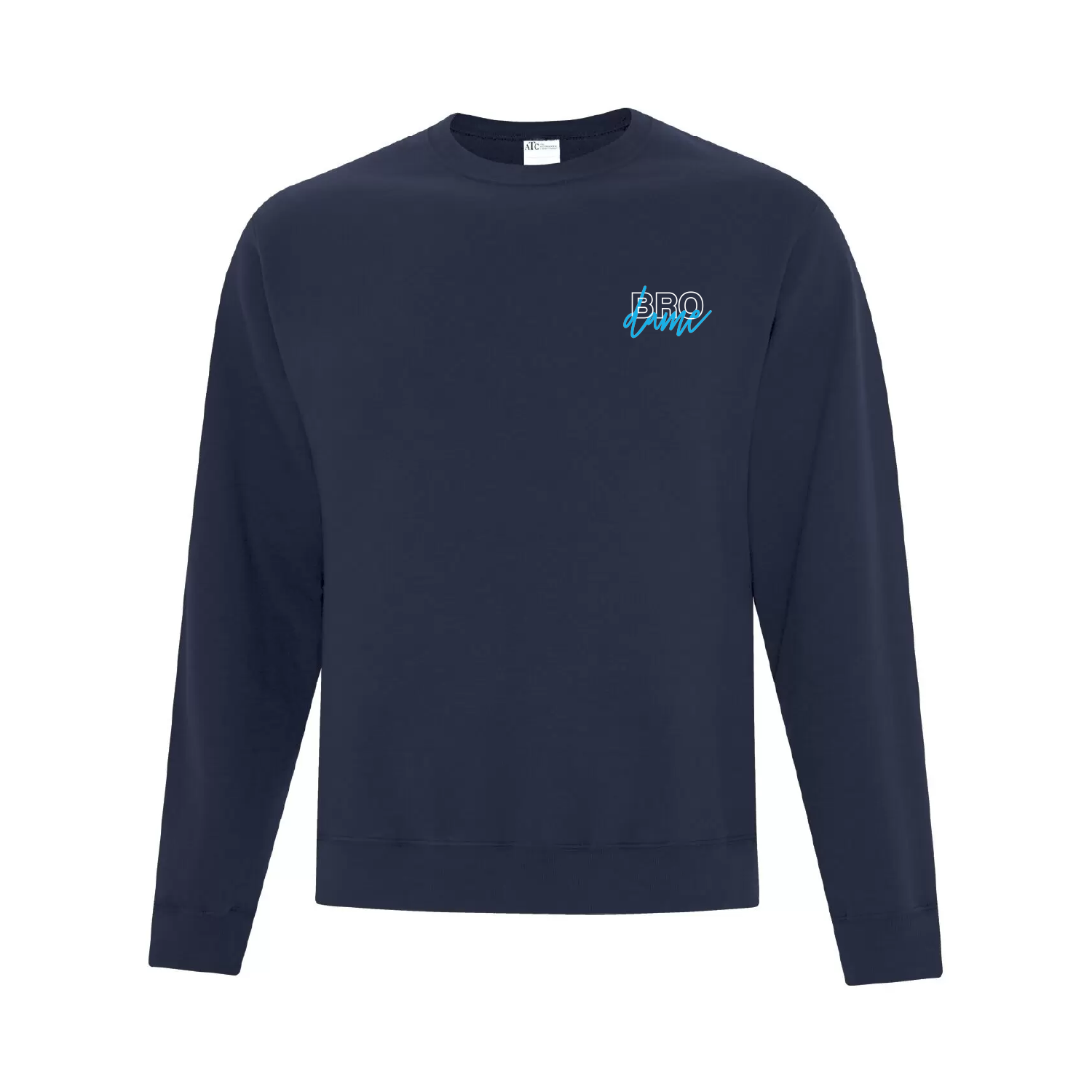 crewneck bleu marin brodame cursive brodé au coeur en blanc et bleu