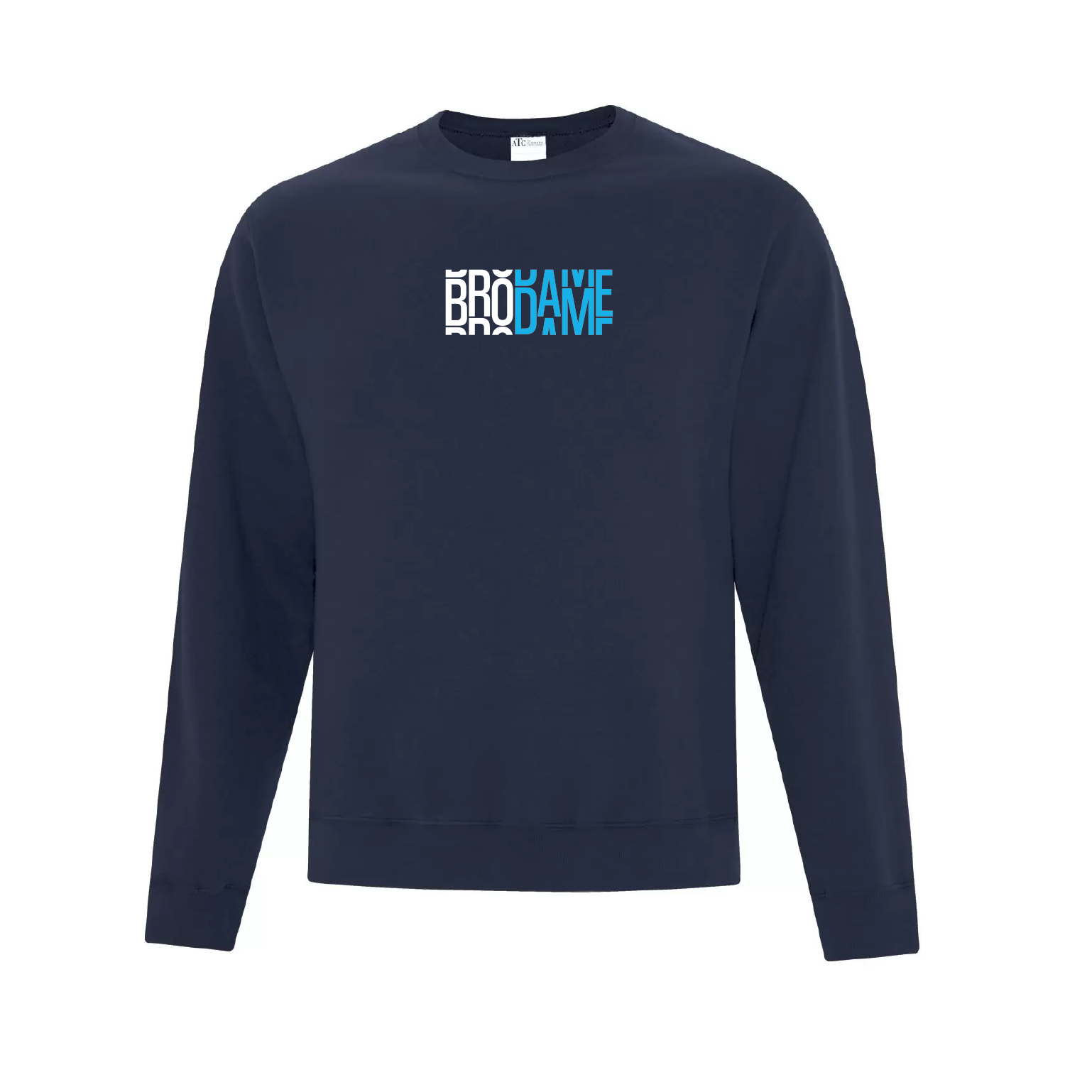 crewneck bleu marin brodame lottery brodé au centre en blanc et bleu