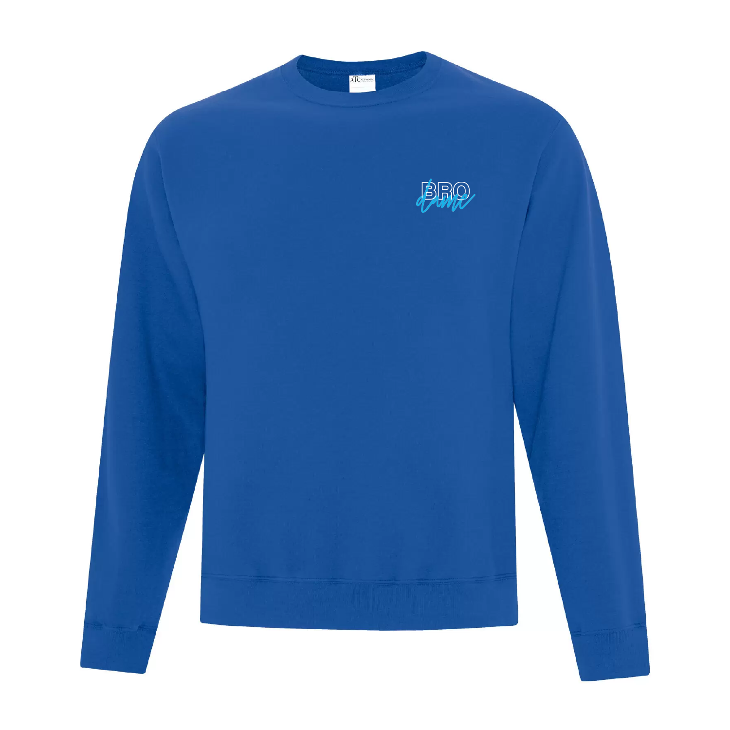 crewneck bleu royal brodame cursive brodé au coeur en blanc et bleu