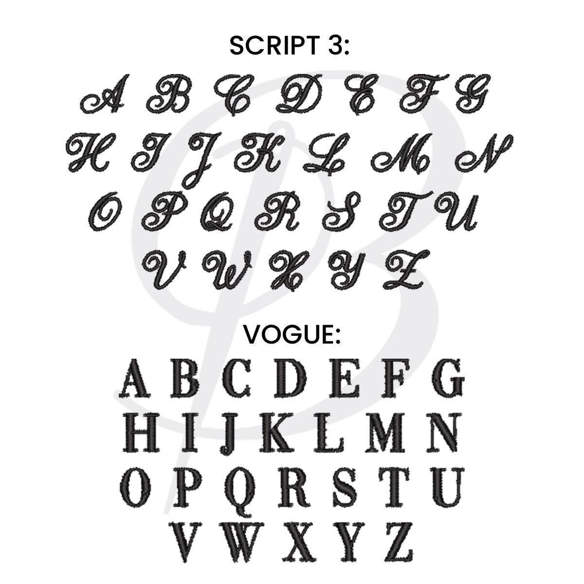 choix de polices d'écritures pour vêtements pendentifs personnalisés