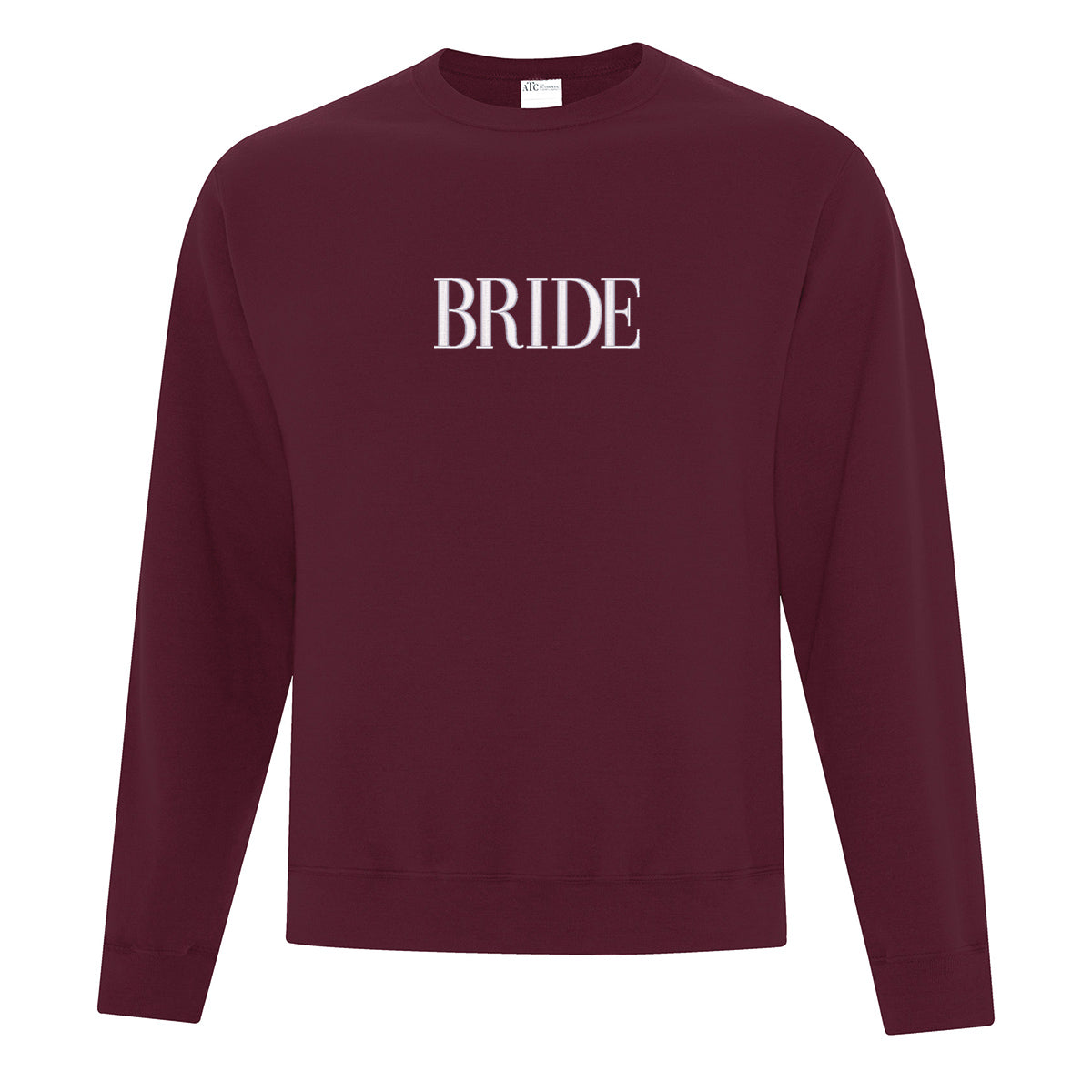 coton ouaté à col rond bourgogne avec broderie ton sur ton centrée pour mariée