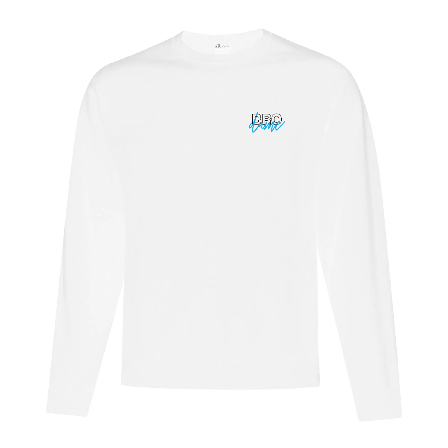 crewneck blanc brodame cursive brodé au coeur en noir et bleu