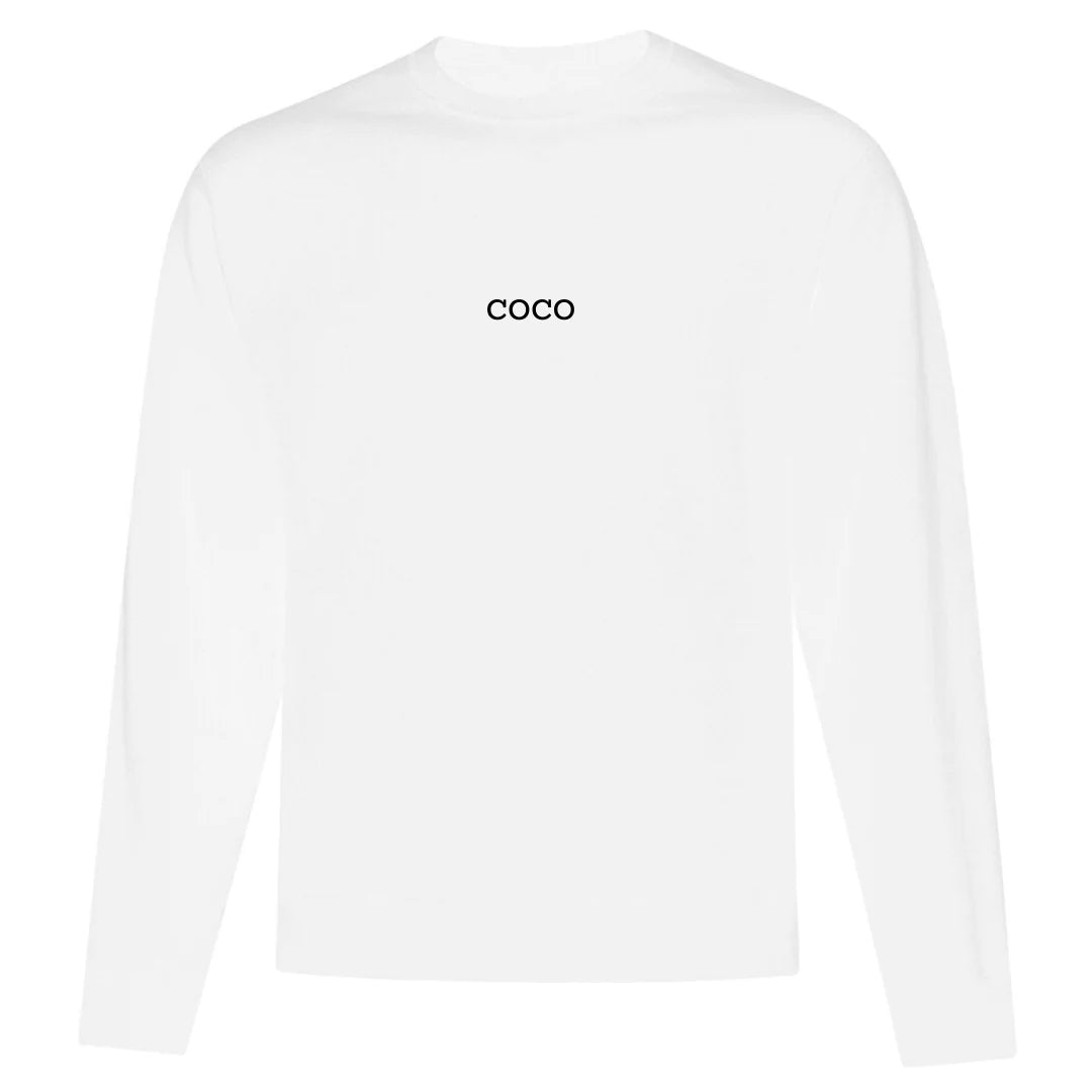 crewneck blanc broderie coco en noir