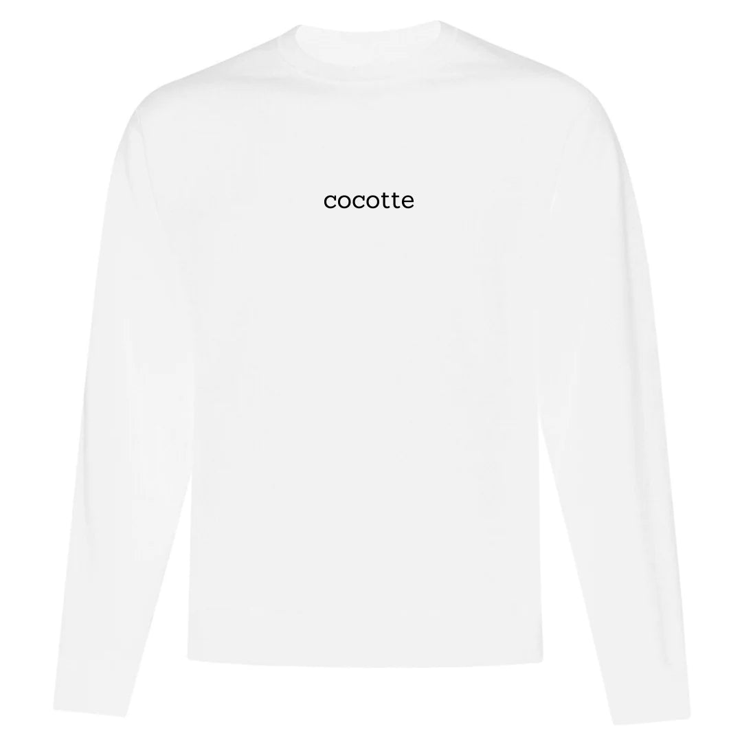 crewneck blanc cocotte brodé en noir