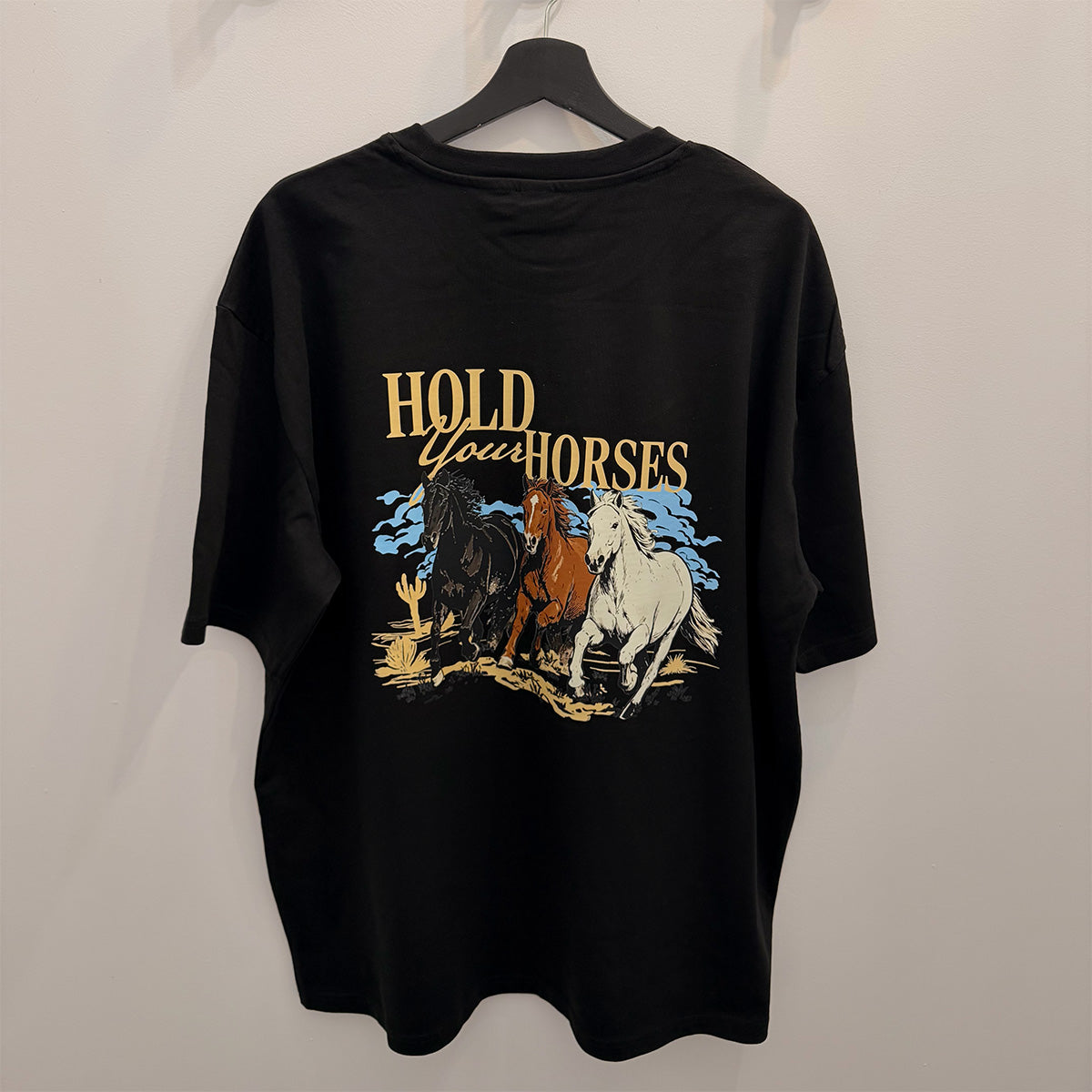 T-shirt heavyweight "Hold your horses" imprimé