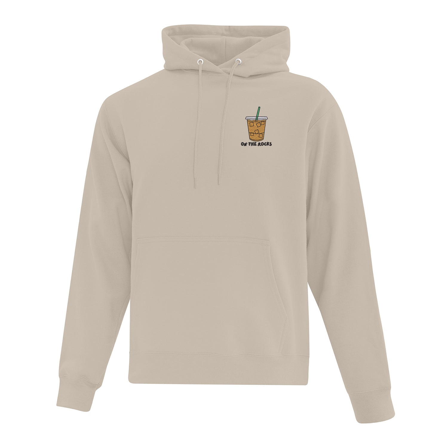 hoodie beige avec une broderie de café glacé au coeur