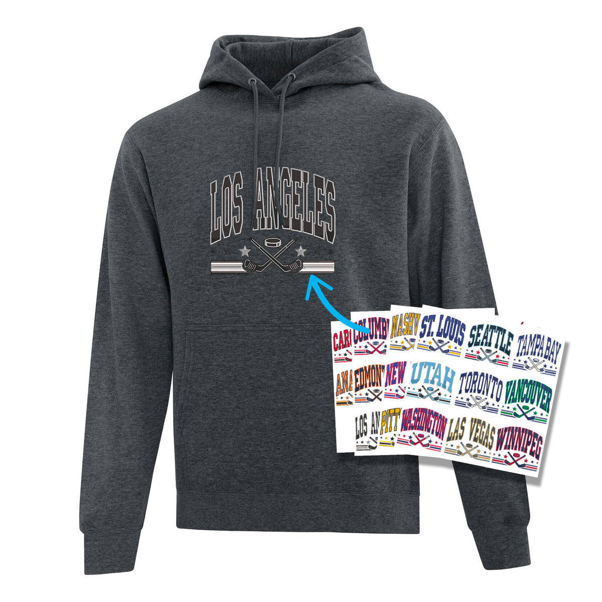 Hoodie personnalisé Ville Hockey brodé
