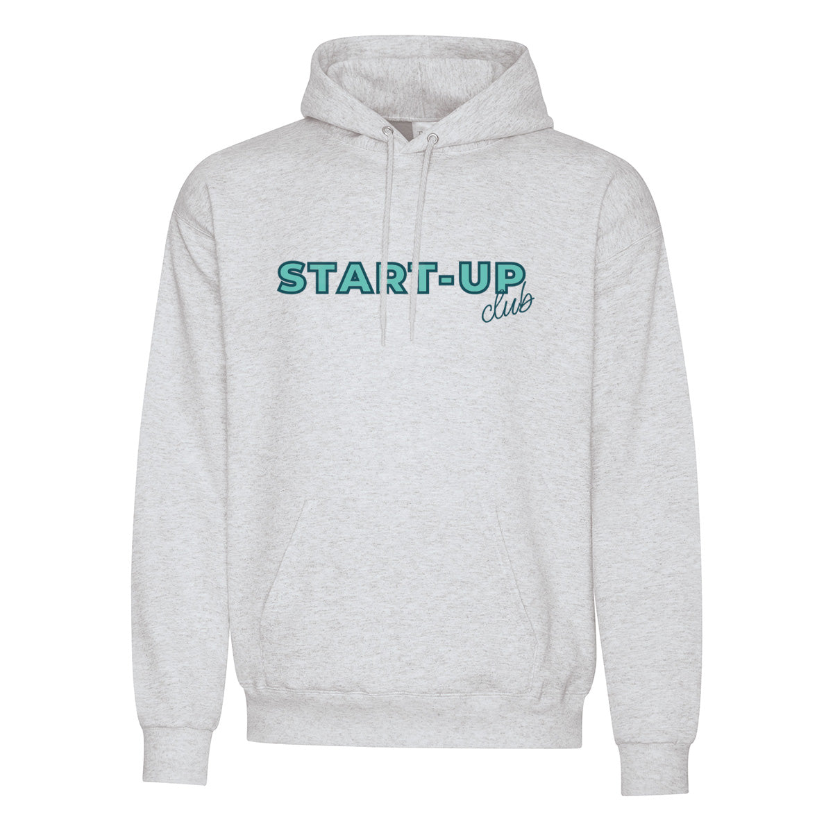 ^hoodie gris cendré avec une broderie deux couleurs start-up club au centre