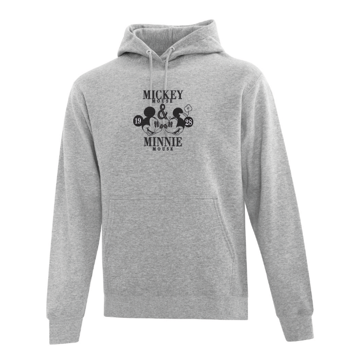 hoodie gris pâle broderie mickey et minnie mouse 1928