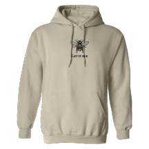 hoodie beige let it bee brodé avec une abeille jeu de mots anglais