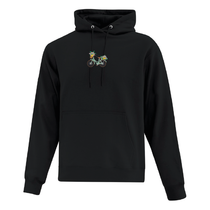 hoodie noir floral bike vélo fleuri retro