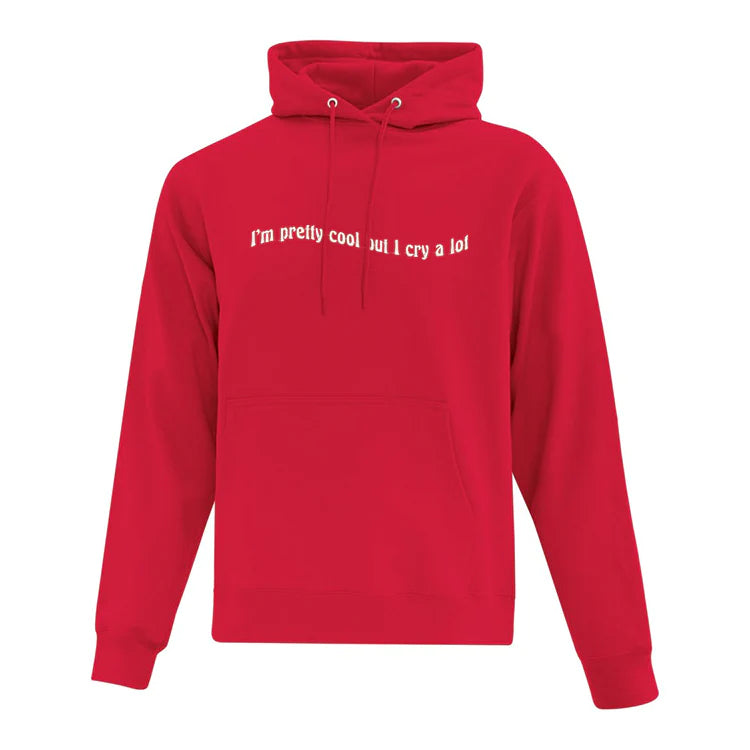 hoodie rouge i'm pretty cool but i cry a lot émotions sensibilité santé mentale