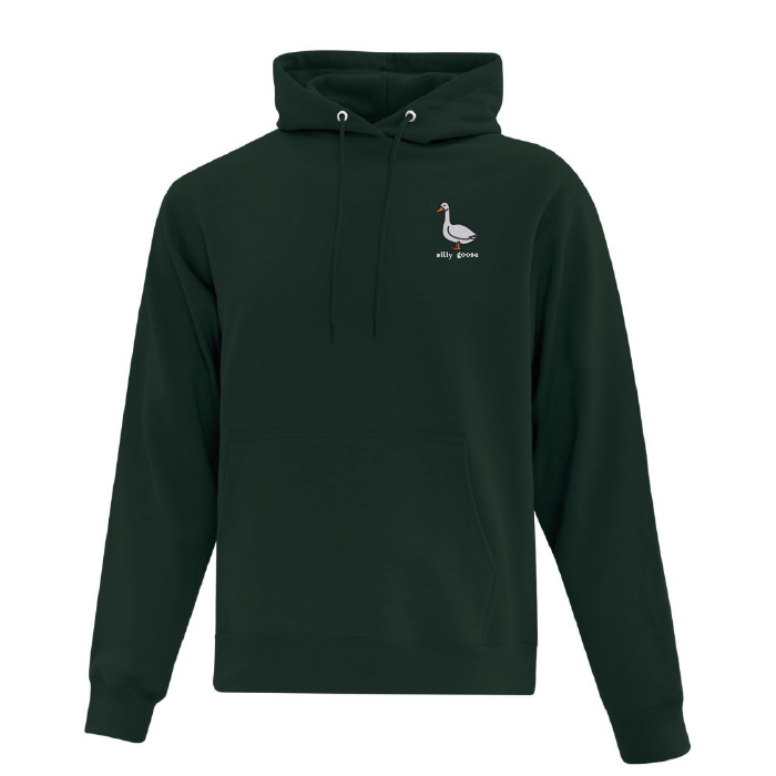 hoodie vert foret silly goose avec oie brodée