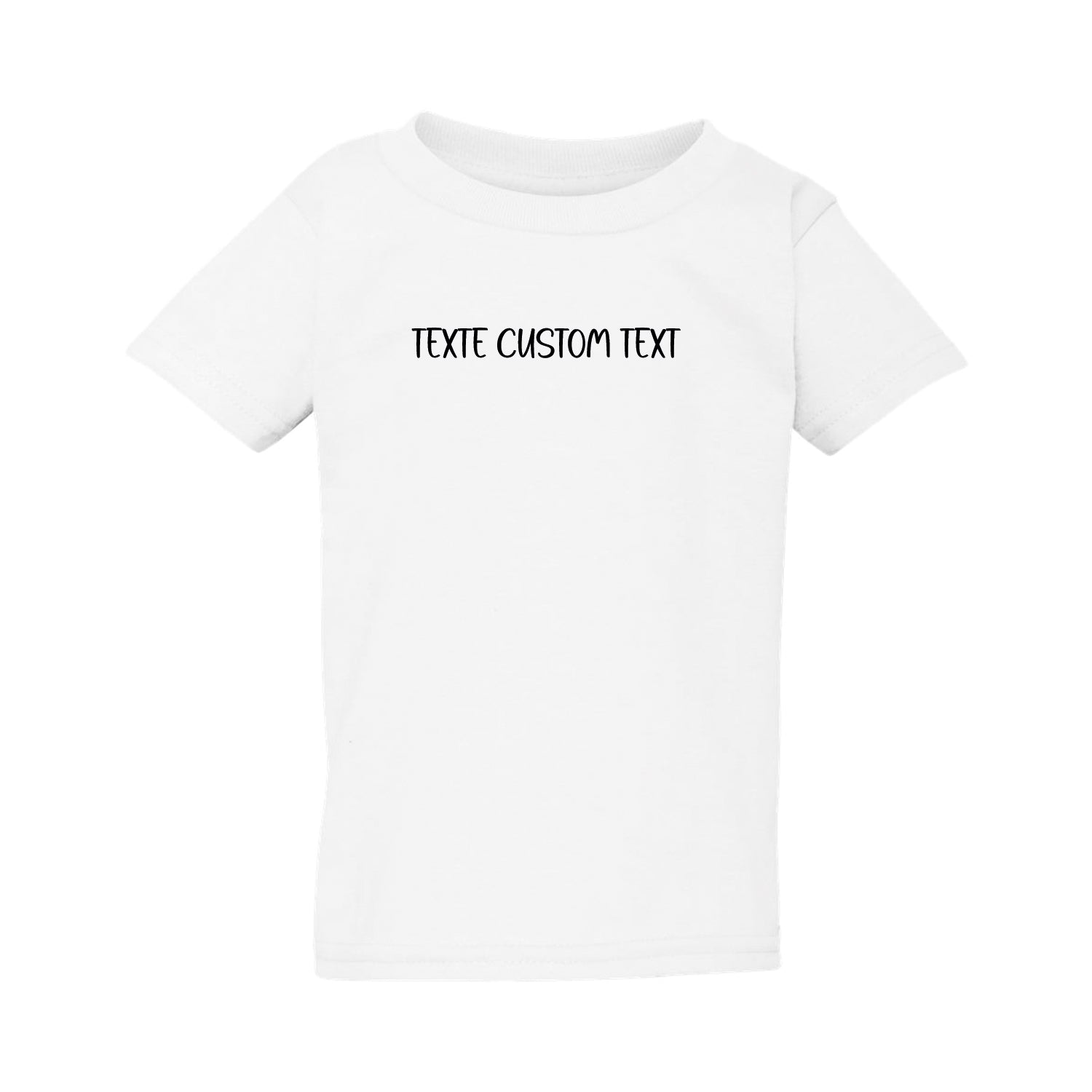 t-shirt manches courtes pour jeunes enfants blanc texte personnalisé